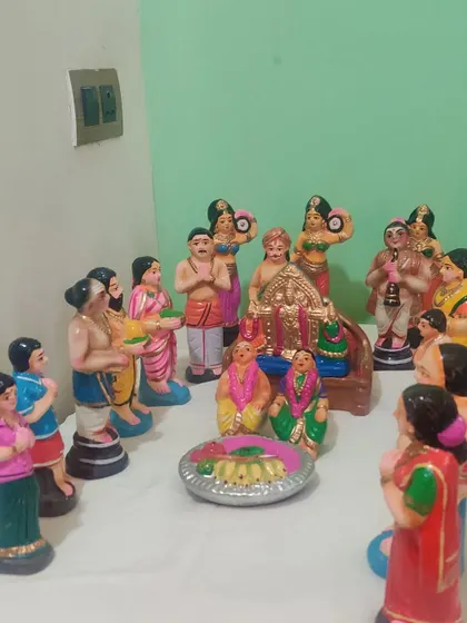 A closer look at one of the scenes from our Dasara Golu display. Each year, we create these displays to celebrate the festival of Navaratri.