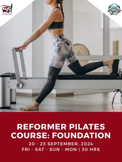 A promotional graphic for our Reformer Pilates Foundation course, inviting aspiring instructors to enroll.