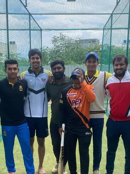 A proud group photo with our four players who were selected for the Karnataka U-19 team for the Cooch Behar Trophy. Their success is a stepping stone to achieving their big dreams.