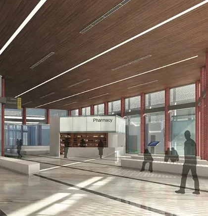 In healthcare architecture, design must promote healing and comfort. The main lobby of Rukmani Birla Hospital in Jaipur uses high ceilings, natural materials, and abundant light to create a calming, spacious environment that reduces stress for patients and staff alike.