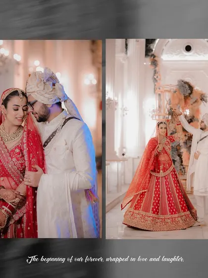 This collage captures the tender moments of a wedding day. From an intimate embrace to the sacred rituals, we focus on the quiet connection between the couple amidst the grand celebration.