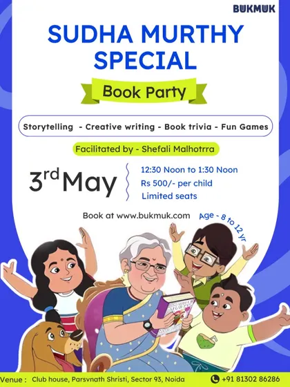 Another one of my popular Sudha Murthy book parties, held in Noida. These sessions are a great way for young readers to connect with the stories and characters they love through interactive and creative activities.