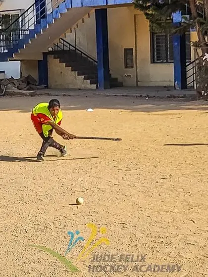 A player practices a powerful hit during the 2024 camp. We teach all aspects of the game, from basic dribbling to advanced shooting techniques.