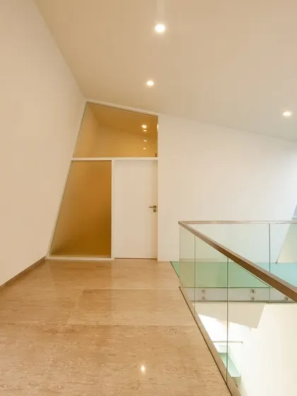 resultant space… the angular walls create unique interior geometries for the guest room corridor.