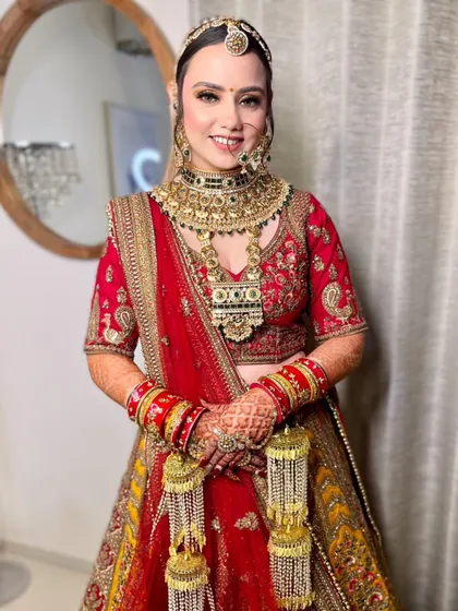 A happy portrait of my Rajasthani bride. Her smile is infectious, and the makeup enhances her joyful expression.