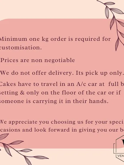 The rules of the game. Just a few honest tips about custom orders and how to transport your delicate cakes safely. We appreciate you choosing us.