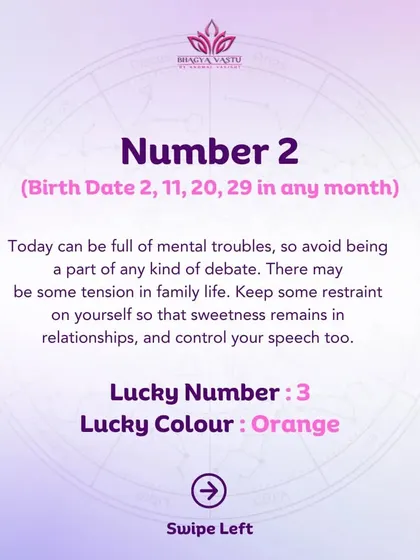 A daily forecast for Moolank 2, advising to avoid debates and control speech to maintain harmony.