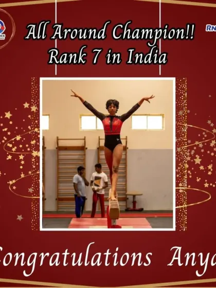 A formal recognition of Anya's incredible achievement. Securing a top 7 All-India rank as an All Around Champion at the Junior Nationals is a monumental accomplishment that we are immensely proud of.