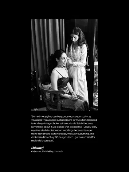 Sometimes styling is spontaneous. Here, our co-founder lent her own vintage choker to the bride because it just clicked and completed the look perfectly.