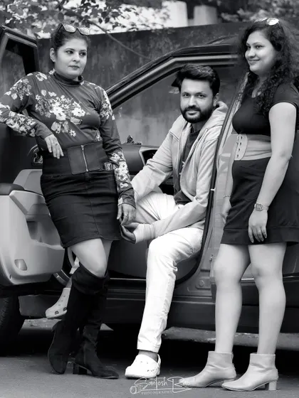 A monochrome shot of the crew, showing how different personal styles can come together to create a cool, unified vibe.
