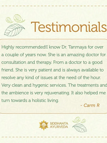This testimonial speaks to the long-term relationship I build with my patients. The clean, hygienic services and rejuvenating ambiance are all part of creating a holistic healing experience.
