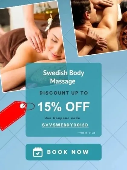 Swedish Body Massage is excellent for general relaxation and improving circulation. This therapy uses long, flowing strokes to ease muscle tension and create a sense of calm and well being for both body and mind.