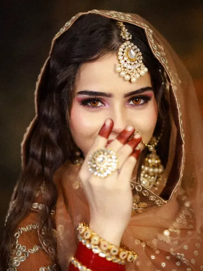 A playful and happy pose, showing a different side of the bride's personality.