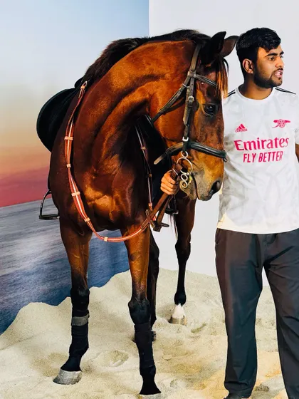 Getting Candy ready for a ride. She is a reliable and experienced horse, trusted by both beginners and advanced riders at our equestrian center.
