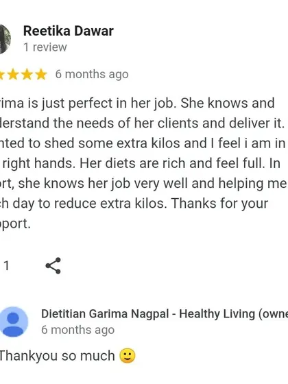 This client review emphasizes how I understand and deliver on the specific needs of each person. My diets are designed to be rich and make you feel full while you reduce extra kilos.