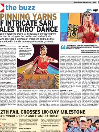 I was delighted to see my production 'Mix & Match' featured in the Deccan Chronicle. This article, 'Spinning Yarns of Intricate Sari Tales Thro' Dance', beautifully captures the essence of the show.