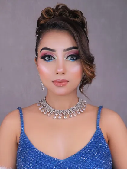 The complete look, radiating confidence and glamour, perfect for any high-energy celebration.
