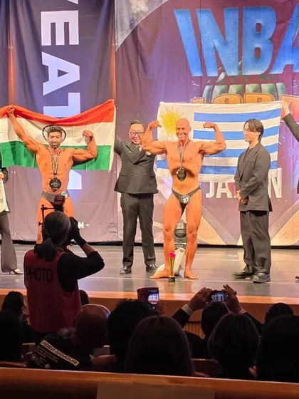 On stage in Japan, representing India. Competing internationally is an honor and a huge motivator.