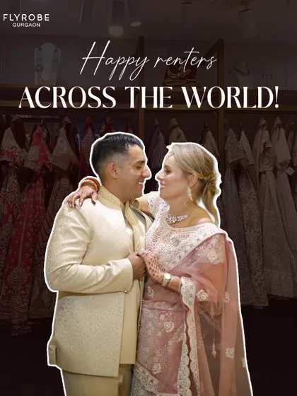 I love dressing up clients from all over the world. Seeing happy renters like this gorgeous couple makes my day. Your perfect Indian wedding look is waiting for you, no matter where you're from.