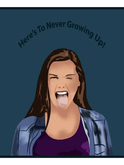 Another version of the 'Never Growing Up' portrait with a different color background. I can easily customize the colors of any piece to match your personal style or preference.