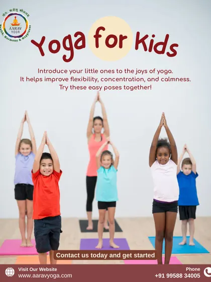 We believe in starting healthy habits young. Our kids' yoga classes, like the one pictured here, are designed to be playful and engaging. We help children improve their flexibility, concentration, and find a sense of calm in a fun, supportive group setting.