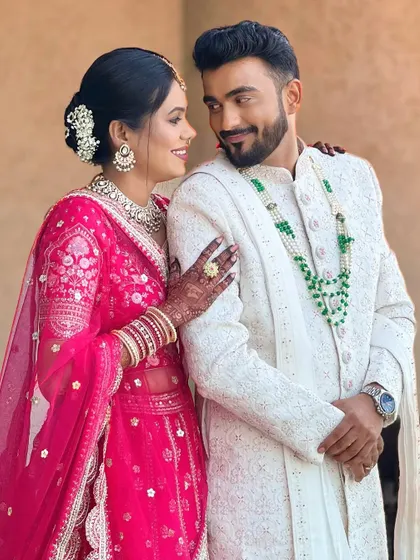 A beautiful, happy portrait of the wedding couple.