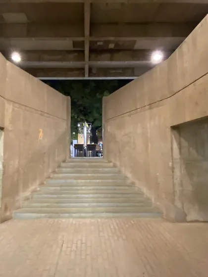 The dramatic entrance to the School of Architecture at CEPT, a space that invites you to ascend and discover.