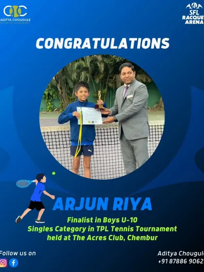 We congratulate Arjun Riya, a finalist in the Boys U-10 Singles category. Our academy had an all-ACTA final, proving that our training methods deliver results.