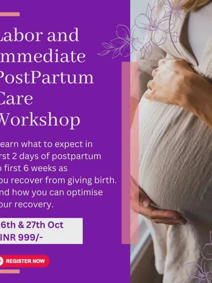 This is an announcement for our Labor and Immediate Postpartum Care Workshop. It's a must attend for women in their third trimester to learn what to expect and how to optimize recovery.