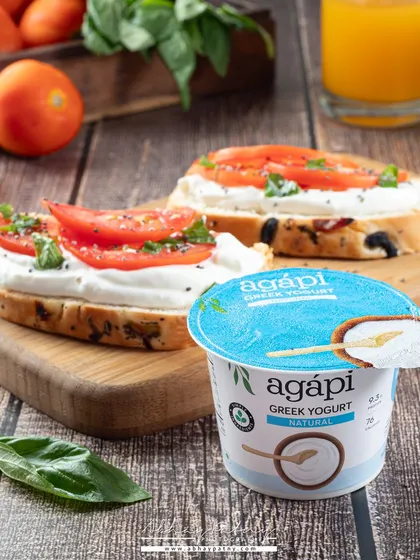 This shot shows the versatility of Greek yogurt, used here as a spread on toast. It's a great way to give customers new ideas on how to use the product.