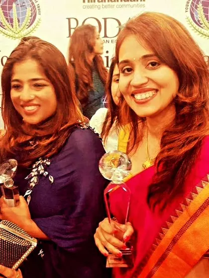 A happy moment from the Woman Achievers Awards in 2018. Standing strong with fellow achievers, this award was a beautiful acknowledgment of the motivational work I do.