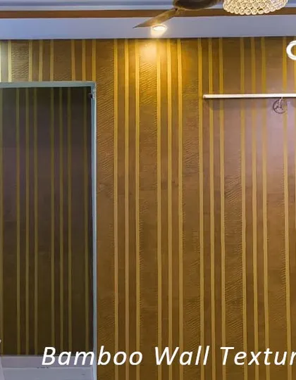 We completed this project using a Bamboo Wall Texture in a golden-brown tone. The vertical lines mimic the look of bamboo stalks, bringing a natural and elegant element to the interior.
