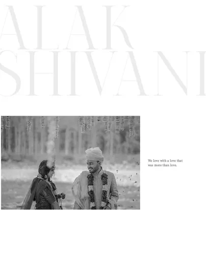 A timeless black and white portrait of the couple, capturing a quiet moment of connection during their wedding day.