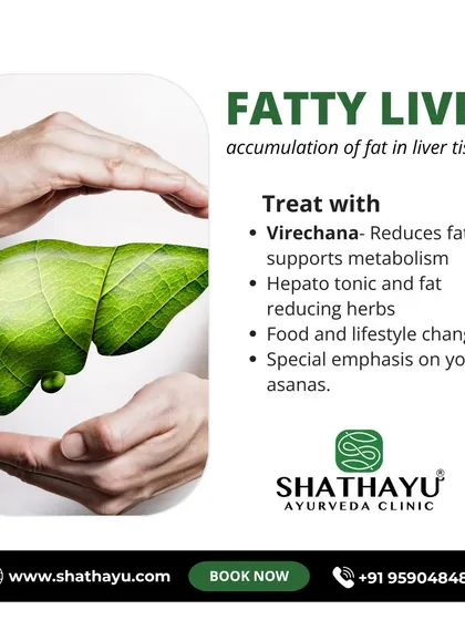 A fatty liver indicates a deeper metabolic imbalance. I treat this condition with a structured approach that includes Virechana detox to reduce fat, hepato tonic herbs to support the liver, and specific lifestyle changes.