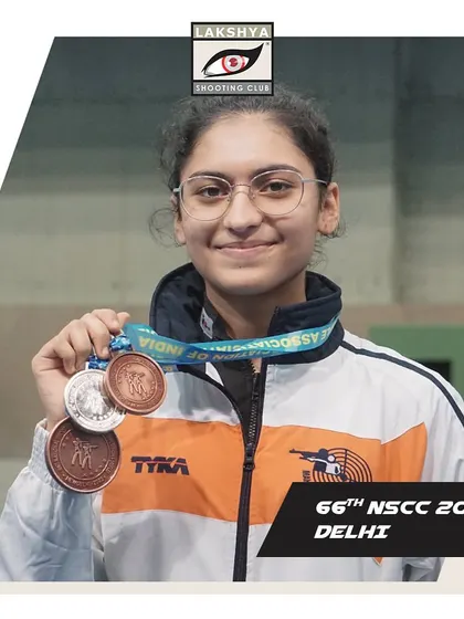 Anvii Rathod with her collection of medals from the 66th National Shooting Championships.