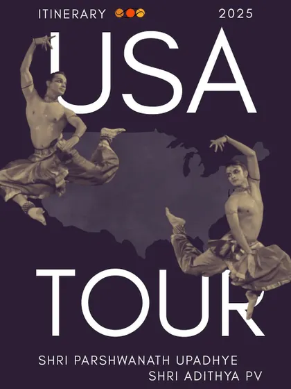 We are taking our art to the world. This poster announces our upcoming USA tour with Adithya PV, where we will be premiering new work and conducting intensive workshops for dancers in America.
