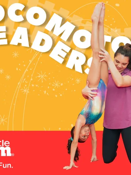 Our 'Locomotor Leaders' are elevating their athleticism. This young gymnast shows great form and control in a handstand, a skill that requires a strong core and excellent balance.