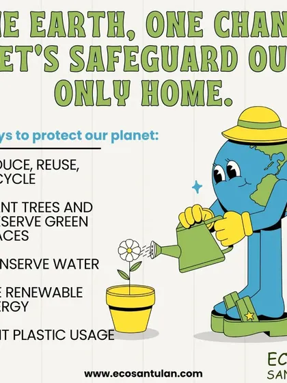 One Earth, one chance. Here are five simple ways to protect our planet: follow the 3Rs, plant trees, conserve water, use renewable energy, and limit plastic usage.