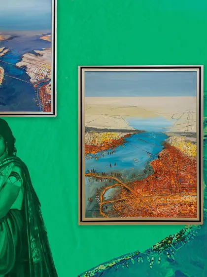 A glimpse of the gallery walls during 'The Masters & The Modern: South Edition,' featuring a vibrant landscape by Anand Bekwad. After a month of remarkable conversations, we are excited for what's next.