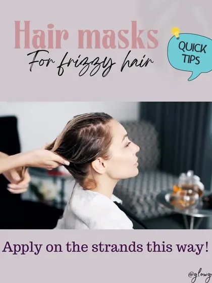 This image demonstrates the correct way to apply a hair mask, focusing on the strands rather than the scalp to deliver moisture where it's needed most.