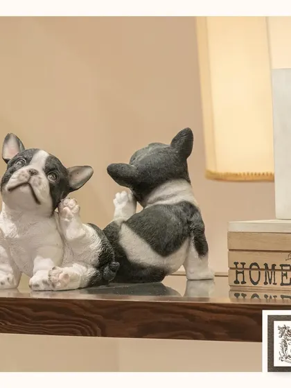 These cute French bulldog figurines are perfect for adding a bit of playful charm to a shelf or side table. Their lifelike poses make them a delightful accent for any dog lover.