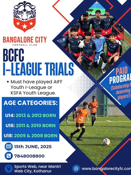 We are looking for the next generation of talent for our I-League youth teams. If you have prior experience in AIFF or KSFA youth leagues, this is your opportunity to join a professional setup.