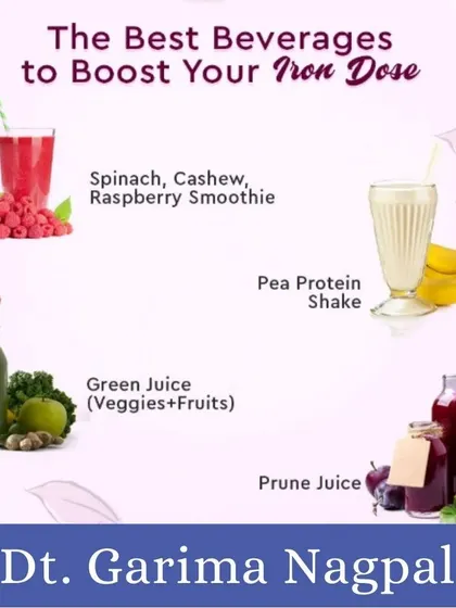 If you're looking to boost your iron levels, you don't always have to turn to supplements first. This graphic shows some powerful, natural beverage ideas like green juices and prune juice that can help increase your iron intake.