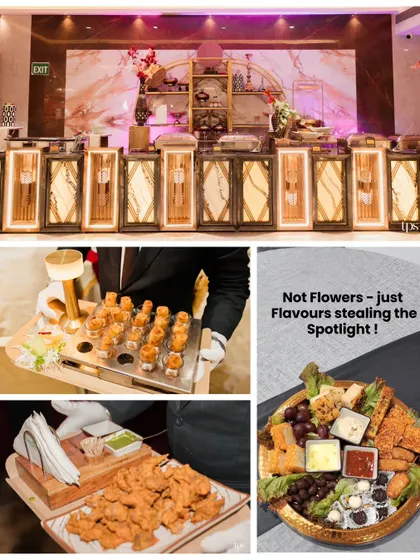 The food and beverage setup was designed to be as stylish as the rest of the decor. Elegant counters, creative appetizer displays, and gourmet cheese platters elevated the guest experience.
