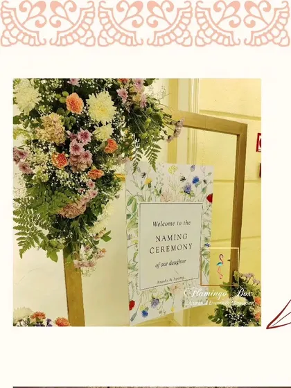 A duplicate of the floral welcome sign.