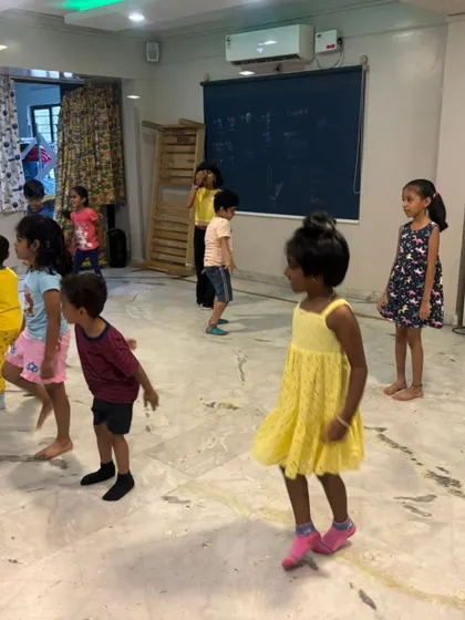 The adventure begins for our second batch of summer campers. This photo captures the kids engaged in a group movement activity, full of energy and excitement.