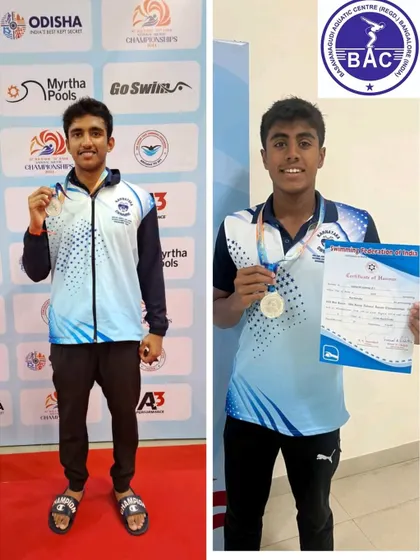 Surya and Samarth with their silver medals from the Junior Nationals.