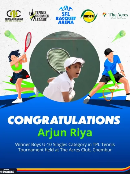We celebrate Arjun Riya, winner of the Boys U-10 Singles category at the TPL Tennis Tournament. Another champion shaped on our courts.