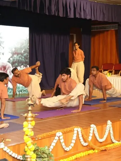 To celebrate our 12th anniversary, our students presented a unique yogasana demonstration inspired by the Bhagavatam. It was a beautiful display of synchronized movement and storytelling, showcasing their dedication and practice.