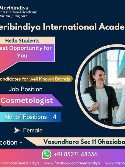We have four openings for female cosmetologists in Ghaziabad. My team works hard to find you great placements.
